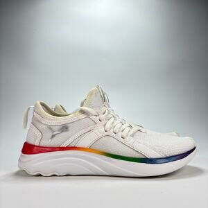 PUMA Softride Sophia White Rainbow Lace Up Running Shoes 376147-01 Womens Size 8
